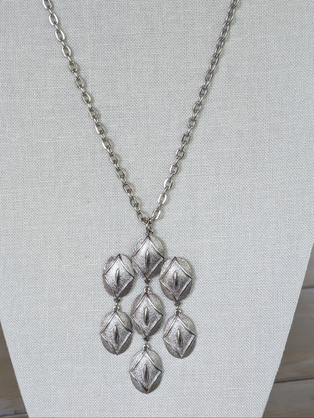 Vintage Silver-Tone Necklace Dramatic Articulating Pendant Art Deco Inspired
